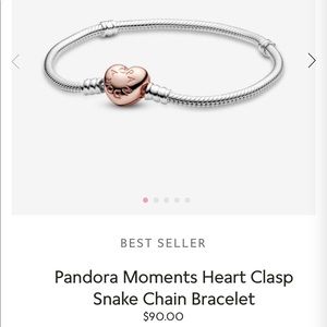 Pandora Moments Heart Clasp Snake Chain Bracelet